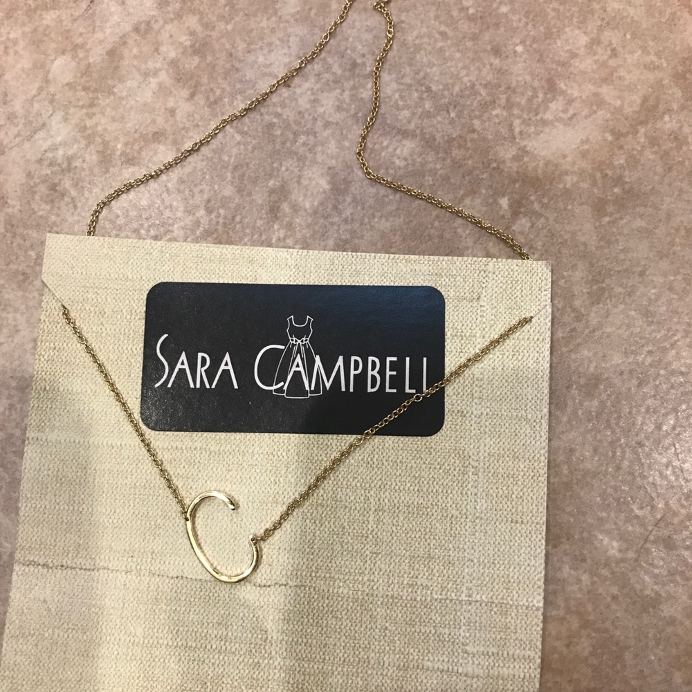 NWOT Sara Campbell gold plated initial necklace